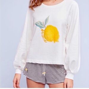 Anthropologie Ballon sleeve Lemon sweatshirt